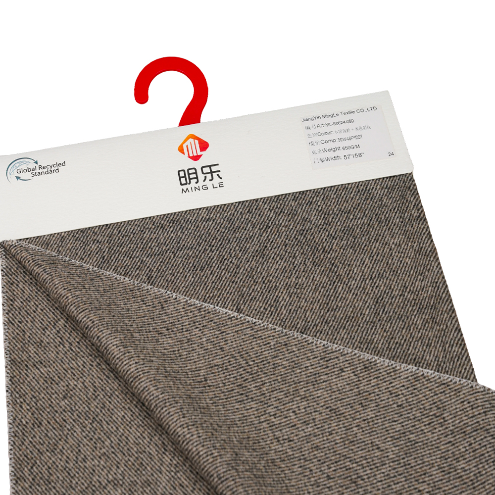 %50 Yün, %40 Polyester, %10 Diğer Elyaf, 650G/M, Siyah Karışık Kahverengi + Beigetwill, Melton Kumaş, ML-S0624-089