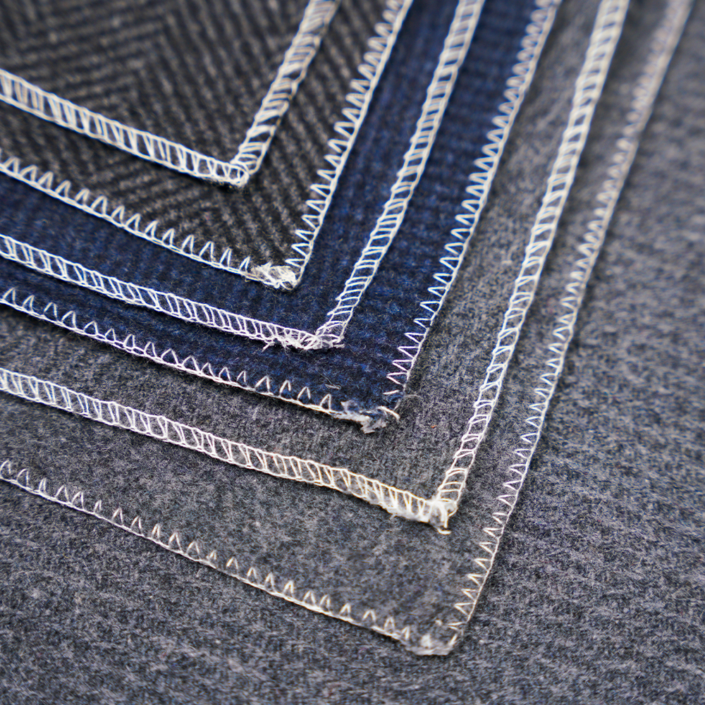 %50 Yün, %50 Diğer Elyaf, 760G/M, Koyu Gri + Orta Gri, Ekose Balıksırtı Desen Melton Kumaş, ML-241150-760