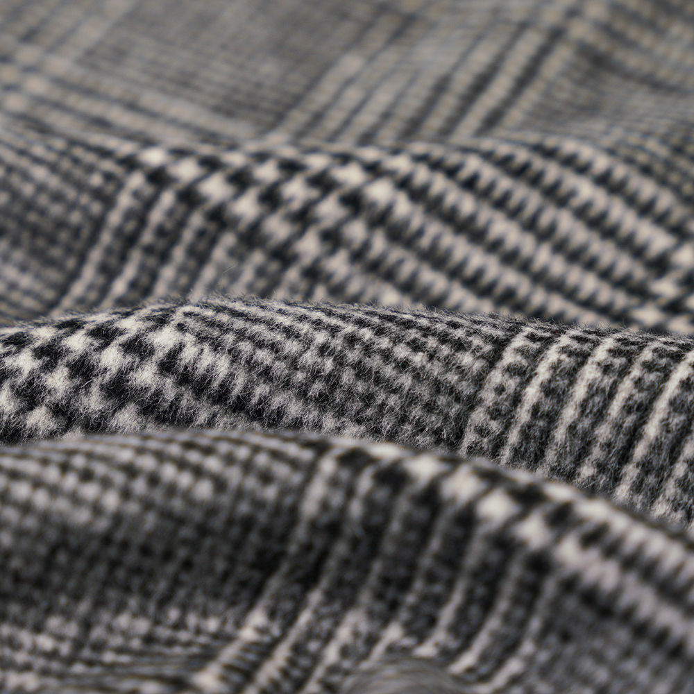%30 Yün, %60 Polyester, %10 Diğer Elyaf, 610G/M, Siyah Beyaz, Ekose Tek Yüzlü Kaplama Kumaş, ML-20001