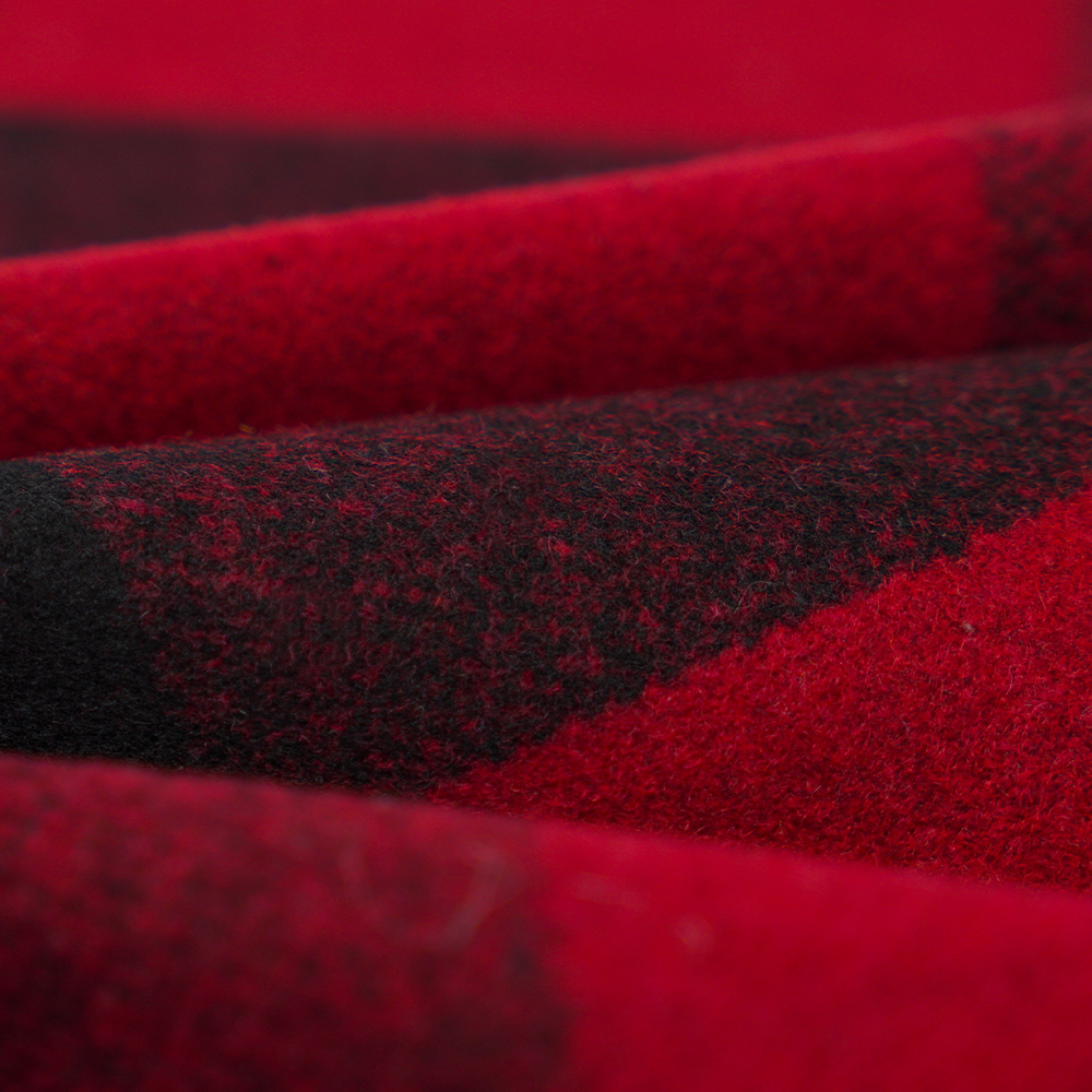 %50 Yün, %40 Polyester, %10 Diğer Elyaf, 760G/M, Siyah Ve Kırmızı Ekose, Melton Kumaş, ML-3010354