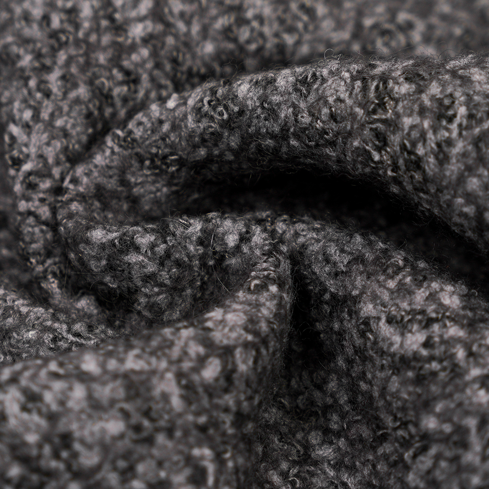 %40 Yün, %60 Polyester, 750G/M, Siyah Ve Gri, Bali Örgü Yün Kumaş, ML-70165440-75