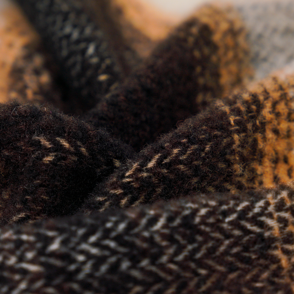 %40 Yün, %60 Polyester, 540G/M, Siyah Beyaz, Dairesel Tüvit Kumaş, ML-8021071